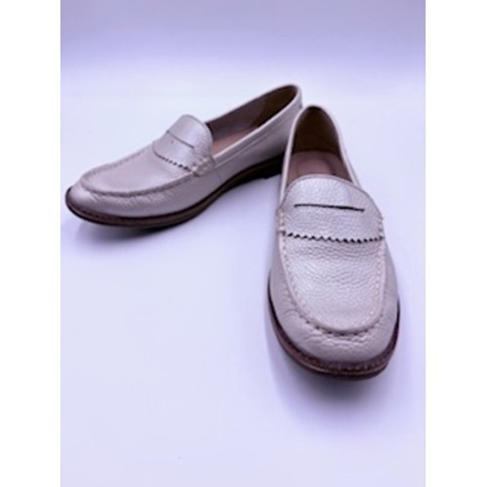 SPERRY Seaport Penny Loafers 7 Metallic Gold Leather Preppy Classic Quiet Luxury